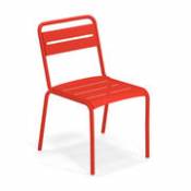 Chaise empilable Star / Aluminium - Emu rouge en métal