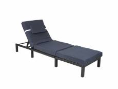 Chaise longue hwc-a51, polyrotin, bain de soleil, transat de jardin ~ premium anthracite, coussin gris