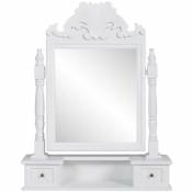Coiffeuse avec miroir pivotant 60 x 12,5 x 74 cm rectangulaire mdf blanc - Blanc
