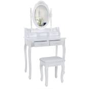 Dazhom - Coiffeuse cosmétique avec miroir et tabouret,4 tiroirs,pour chambre à coucher