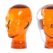 DESIGN DELIGHTS SUPPORT CASQUE MICK | verre, 12", orange transparent | tête de verre, tête de décoration
