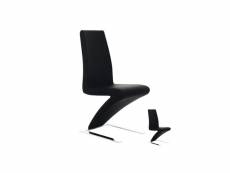 Duo de chaises simili cuir noir - zaia - l 44 x l 52 x h 98 cm - neuf