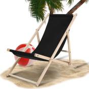 Einfeben - Chaise longue pliable Chaise longue de jardin en bois Chaise longue de balcon noir - noir