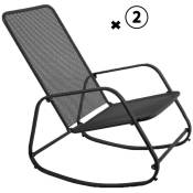 Essenciel Green - Lot de 2 Rocking Chair, Chaise à Bascule Gordes Graphite Acier- Mobilier de jardin - Graphite