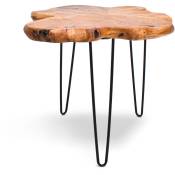 Frankystar - orchidea - Table basse design industriel en bois de cèdre et fer forgé avec rebords