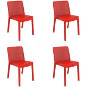 Fresh Chaise Intérieur, Extérieur Set 4 Rouge - Rouge