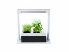 Herb garden - potager intérieur - potager de cuisine - pots de plantes de cuisine - lampe led - blanc et noir - 37x22x35,5cm