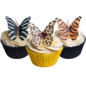 Holly Cupcakes 24 Edible Pre-Cut Wafer Butterfly Cake Toppers: Mixed Animal Designs