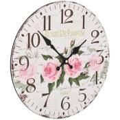 Horloge murale vintage 30 cm Fleur - Inlife