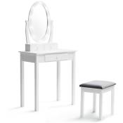 Idmarket - Coiffeuse bella avec miroir led et tabouret - Blanc