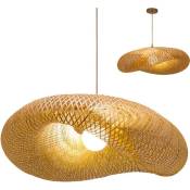 Ineasicer - Suspension Bambou Lustre en Bambou Lampe Vintage en Bambou Naturel Éclairage de Campagne, Tissé à la Main, Vis E27, Lampe de Salon de