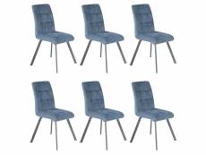 John - lot de 6 chaises capitonnées bleu gris