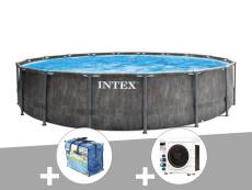 Kit piscine tubulaire Intex Baltik ronde 5,49 x 1,22 m + Bâche à bulles + Pompe à chaleur