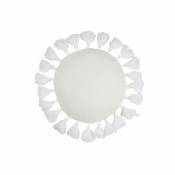 Lana Deco - Coussin rond avec floches en polyester blanc 45x45cm - Coussin d'extérieur - Blanc