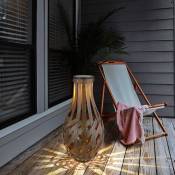 Lanterne solaire de jardin, lampes solaires en bambou, lampe à poser, lampe à vent à suspendre ou à placer dans votre jardin, led blanc chaud, PxH