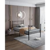 Lit Simple, Cadre de lit en métal, pour Matelas de 90 x 190 cm, pour Adultes, Enfants, Pas Besoin de sommier, Assemblage Simple, pour Petits espaces,