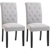 Lot de 2 chaises de salle à manger grand confort pieds en bois lin 47 x 61 x 101 cm gris clair - Gris