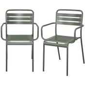 Lot de 2 fauteuils de jardin acier. 2 places. kaki. Amelia. L50.4 x P53 x H79.5cm - Kaki