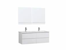 Meuble de salle de bain double vasque 120 cm blanc + 2 miroirs sorrento