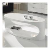 Nouvomeuble Table basse ovale blanc laqué design OXY