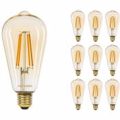 Noxion - Lot 10x Lucent LED E27 Edison Filament Ambre 7.2W 630lm - 822 Blanc Très Chaud | Dimmable - Équivalent 50W