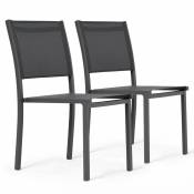 Oviala - Lot de 2 chaises de jardin aluminium et textilène gris - Gris