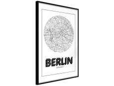 Paris prix - affiche murale encadrée "city map berlin round" 30 x 45 cm noir