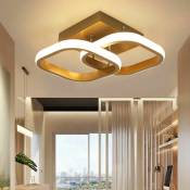 Plafonnier LED 22W - lampe de plafond couloir lampe lustre en caoutchouc souple + fer art - Blanc cchaud D28xH9cm - Or