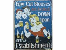 "plaque humour biere low cut blouses tole pub bar deco