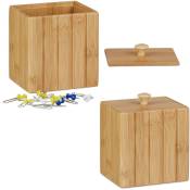 Relaxdays - 2x Boîtes de rangement bambou couvercle boîte en bois rangement cuisine bijoux HxlxP: 11,5 x 10 x 8 cm, nature