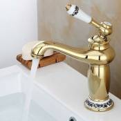 Senderpick - Robinet mitigeur de salle de bain - Robinet de lavabo - Robinet de salle de bain - Vintage - Pour cuisine et salle de bain - Doré