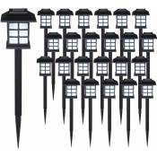 Set de 6/12/18/24 lampes solaires piquet pour jardin 8h autonomie lumière extérieur led interrupteur crépusculaire Set de 24 - Monzana