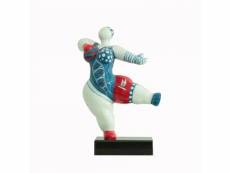 Statue femme dansant avec motifs bleu et rouge h33