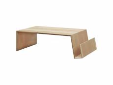 Table basse en bois design moderne porte-revues intégré