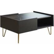 Table basse Karine - 97 x 65 x 45 cm - Noir/Effet marbre - Noir.