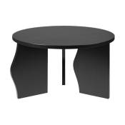 Table basse ronde en placage de frêne laqué noir