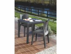 Table d'extérieur agrigento, table de jardin carrée, table basse fixe effet rotin, 100% made in italy, cm 80x80h72, anthracite 8052773802369