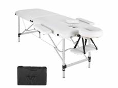 Table de massage pliante 2 zones aluminium portable + housse blanc helloshop26 2008134