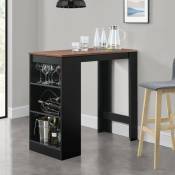 Table haute de la barre 110 x 50 x 103 cm de la cuisine de cuisine avec 3 étagères différentes couleurs Couleur : Effet noir / noyer