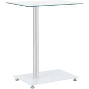 Table latérale moderne et élégante en acier inoxydable et haut en verre