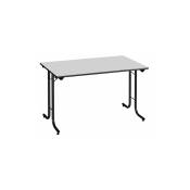 Table rectangulaire pliante plateau gris clair l 120 x p 70 cm - Classique - piétement noir - Maxiburo - Noir
