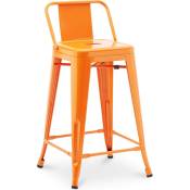 Tabouret de bar avec dossier - Design industriel - 60cm - Nouvelle édition - Stylix Orange - Metal, Acier - Orange