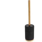 Tendance - brosse wc polyresine ronde effet maille et tige bambou - noir