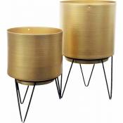 The Home Deco Factory - Set de 2 cache-pots dorés avec pieds filaires - Doré