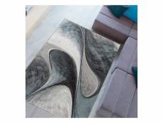 Un amour de tapis - grand tapis salon moderne design 200x290 cm - tapis salon bleu gris noir - tapis vague à poils ras graphique rectangulaire idéal p