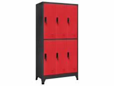 Vidaxl armoire à casiers anthracite et rouge 90x45x180 cm acier