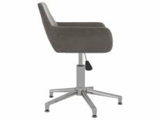 Vidaxl chaise pivotante de bureau gris foncé velours