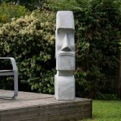 Wanda Collection - Statue moaï île de pâques jardin zen 1m20 - Gris