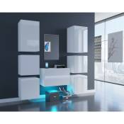 Azura Home Design - Ensemble de 7 meubles d'entrée muraux et un miroir F3, blanc