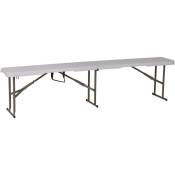 Banc Pliante 183x28x43 cm - Table de Jardin - Banc Table Camping Pliante - Table Jardin Exterieur - Table Pliable - Blanc - Maxxgarden